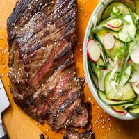 Sweet and Salty Grilled Steak With Cucumber Salad_image