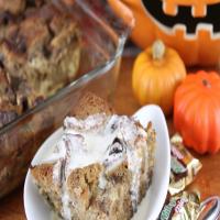 Pound Cake Bread Pudding with Leftover Halloween Candy image