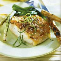Grilled Sea Bass with Miso-Mustard Sauce_image