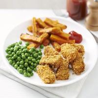 Salmon nuggets with sweet potato chips image