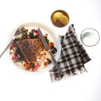 Crispy Za'atar Fish With Israeli Couscous, Swiss Chard, and Feta_image
