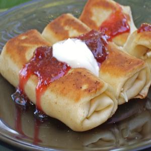 Cheese Blintzes With Strawberry-Rhubarb Compote_image