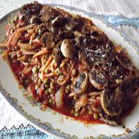 Spaghetti with Peas and Tomato Sauce and Mushrooms Recipe - (4.6/5) image