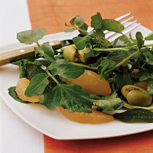 Watercress Salad with Grapefruit, Olives, and Fried Sage image