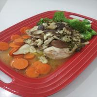 Chicken Breast Baked in a Bag with Mushrooms, Butter, White Wine and Thyme image