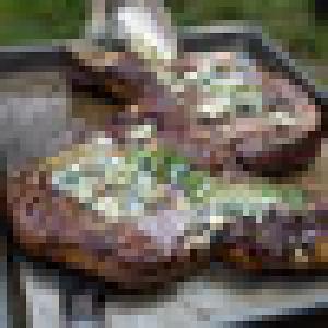 Grilled Bone-In Rib-Eye Steaks With Blue Cheese_image