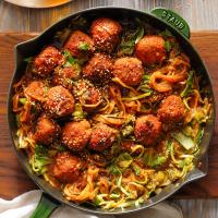 Plum Pork Spicy Meatballs with Bok Choy and Zucchini_image