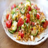 Toasted Barley Salad with Red Bell Pepper, Corn & Grilled Portobello Mushrooms_image