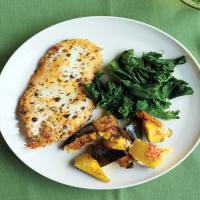 Chicken Cutlets with Mustard Greens and Roasted Squash_image