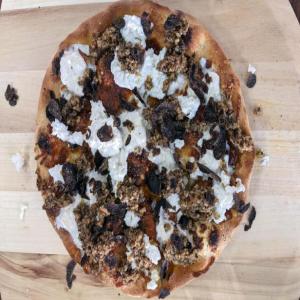 White Pie with Ricotta, Burrata, Pecorino and Mushroom Tapenade image