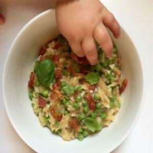 Orzo Cooked In Chicken Stock With Pancetta, Peas & Parmesan_image
