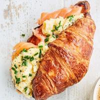 Smoked salmon scramble croissants image