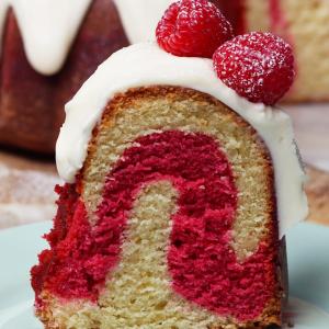 Raspberry Marble Pound Cake Recipe by Tasty_image