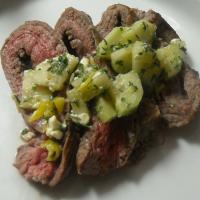 Flank Steak With Cucumber-Pepperoncini Relish_image