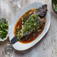Whole Black Bass with Ginger and Scallions_image