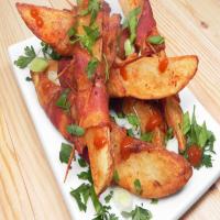 Bacon-Wrapped Potatoes with Honey-Scallion Sauce image