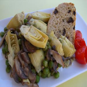 Artichoke Hearts, Green Peas and Mushrooms in a Lemon Sauce image
