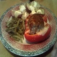 Meatloaf Stuffed Red Peppers image