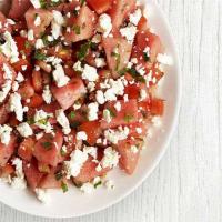 Tomato, watermelon & feta salad with mint dressing_image