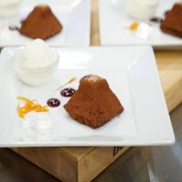 Whiskey- and Bitters-Infused Chocolate Cake with Bitters-Orange Marmalade Ice Cream_image