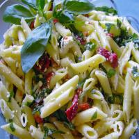 Penne Pasta Salad With Roasted Red Peppers and Fresh Basil image