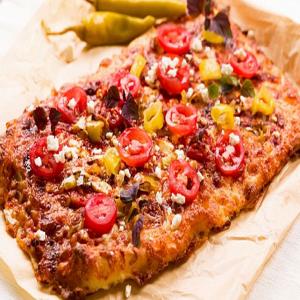 Pizza with Pepperoncini, Feta and Tomatoes_image