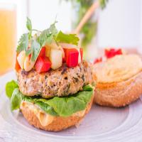 Thai Turkey Burgers With Cucumber Pepper Relish and Spicy Mayo image