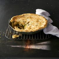 One-Pot Pie with Callaloo, Plantain, Goat Cheese, and Cornmeal Crust_image