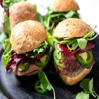 Spicy Steak and Watercress on a Roll image