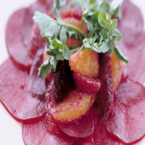 Thinly Sliced Beets with Blood Oranges and Watercress_image