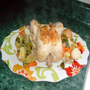 Chicken in a Pot With Leeks, Spring Onions, and Turnips_image