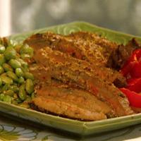 Flank Steak with Sauteed Edamame and Wasabi-Mustard Dressing image