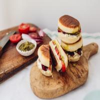 English Muffin Panini With Goat Cheese and Tomato image