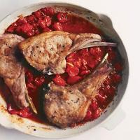 Veal Chops with Saffron Orzo and Tomato Sauce image