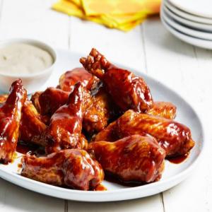 Baked Beer-Barbecue Wings with Tangy Dijonnaise Dipping Sauce image
