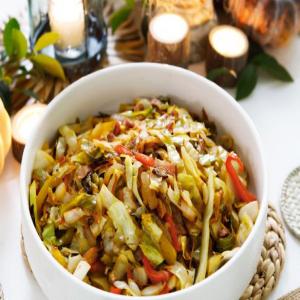 Fried Cabbage with Carrots and Peppers image