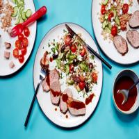 Spice-Rubbed Pork Tenderloin with a Mediterranean Grain Salad image