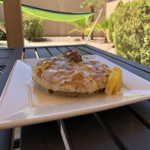 Pineapple Upside-Down Pancakes with Vanilla Cream Sauce image