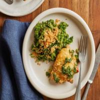 Air Fryer Chicken Thighs with Salsa Verde and Lemony Kale Salad image