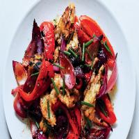 Grilled Bread Salad with Sweet Peppers and Onions_image