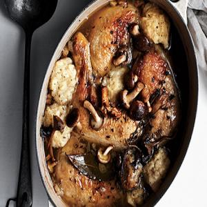 Chicken and Dumplings with Mushrooms Recipe | Epicurious.com_image