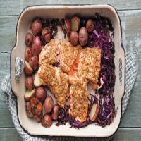 Roasted Salmon, Red Cabbage, and New Potatoes image