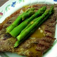 Strip Steaks With Broiled Asparagus image