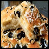Focaccia Bread Herbed With Black Olive & Fresh Rosemary_image