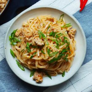 Spicy Rice Noodles With Ground Pork And Scallions Recipe by Tasty_image