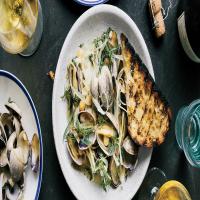 Steamed Clams With Chickpeas and Green Garlic Recipe image
