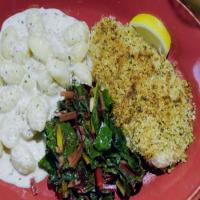 Roasted Halibut or Chicken, Gnocchi with Walnut Sauce and Sauteed Chard_image
