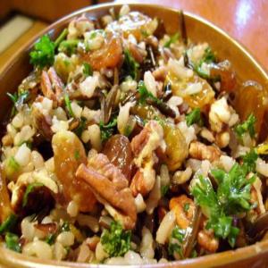 Orange Scented Wild Rice Salad With Toasted Pecans and Golden Ra image