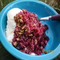 Baked Blackberry, Blueberry and Fudge Oatmeal With Pecan Crumble image