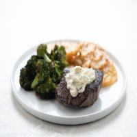 Sirloin Steak and Truffle Butter with french onion and potato gratin_image